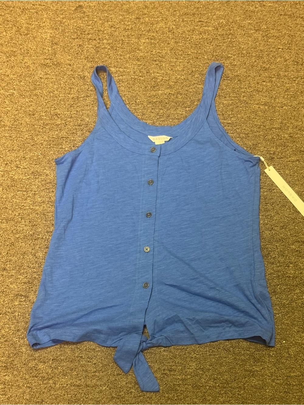 Caslon Blue Button-Front Tie-Hem Camisole